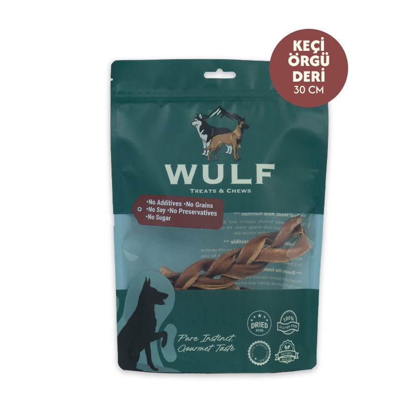 Keçi Örgü Deri %100 Doğal Köpek Ödül Maması 30cm 1Adet