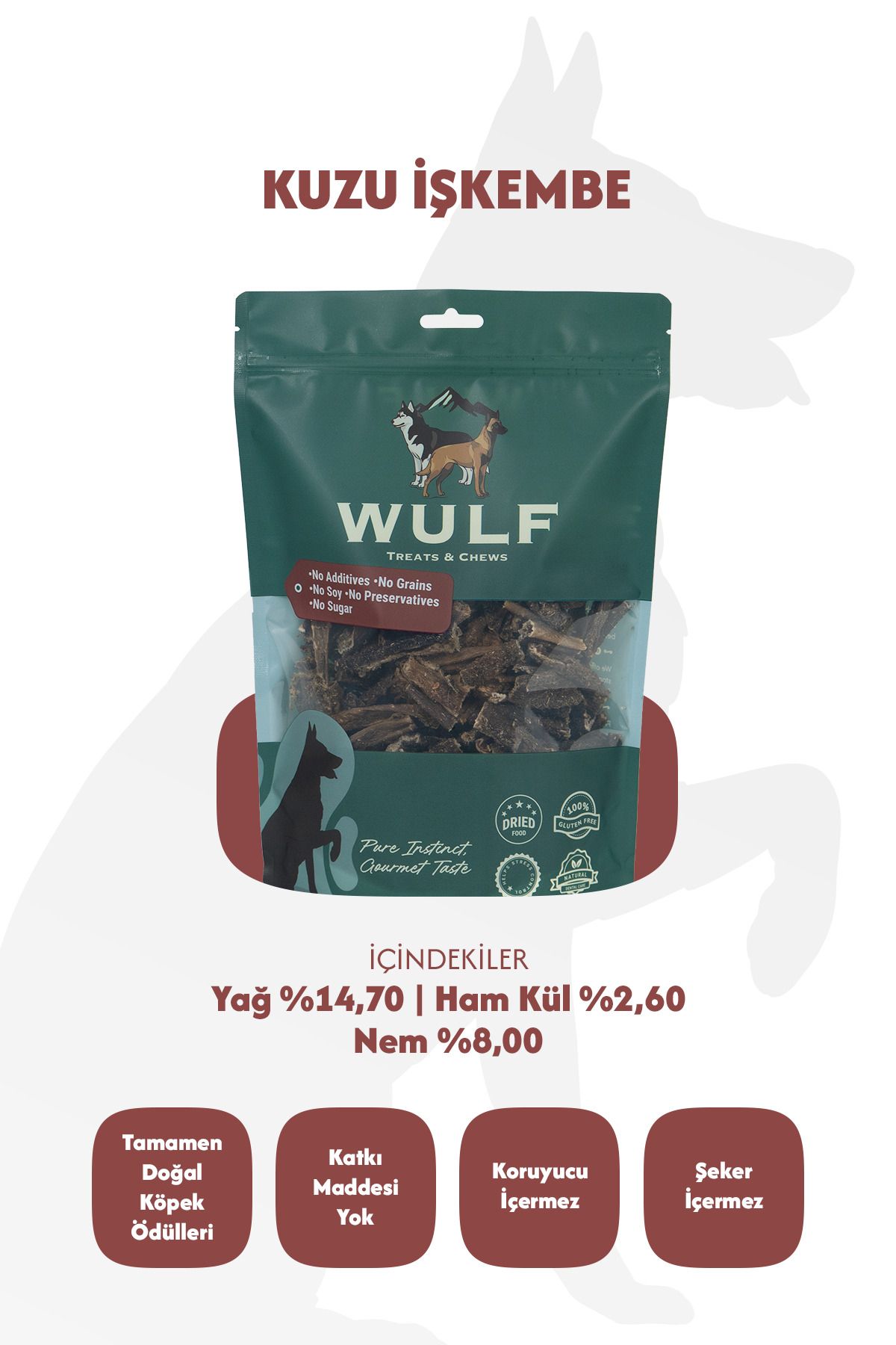 Kuzu İşkembe %100 Doğal Atıştırmalık Köpek Ödül Maması 100 gram 3