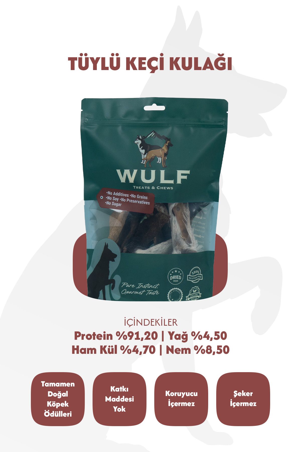 Tüylü Keçi Kulak %100 Doğal Köpek Ödül Maması 3